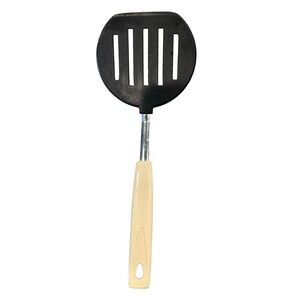 Vintage Koco Japan Slotted Spatula Black Nylon Cream Handle MCM Kitchen Utensil